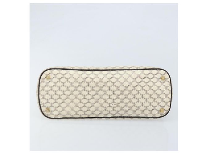 Céline CELINE Macadam Canvas Handtasche aus PVC-Leder in Weiß und Gold Auth LNZ710 Golden - Ansicht 5