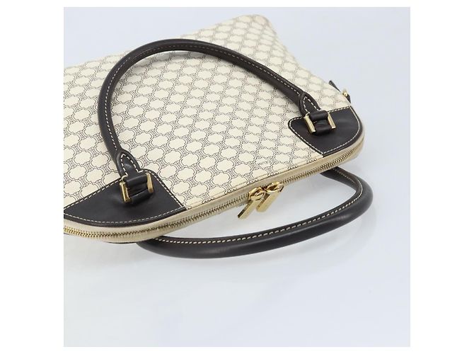Céline CELINE Macadam Canvas Handtasche aus PVC-Leder in Weiß und Gold Auth LNZ710 Golden - Ansicht 6