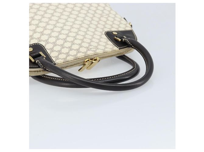 Céline CELINE Macadam Canvas Handtasche aus PVC-Leder in Weiß und Gold Auth LNZ710 Golden - Ansicht 7