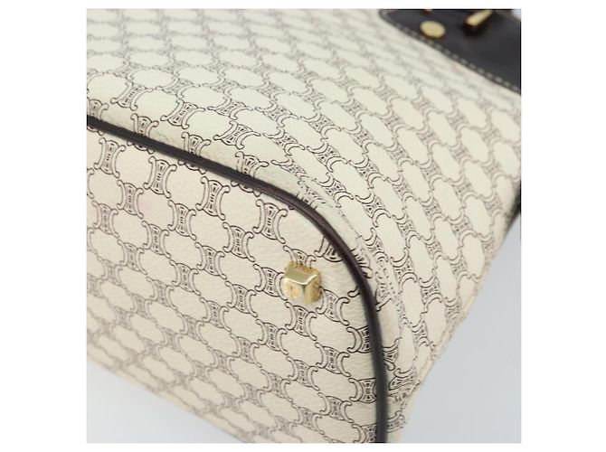 Céline CELINE Macadam Canvas Handtasche aus PVC-Leder in Weiß und Gold Auth LNZ710 Golden - Ansicht 9