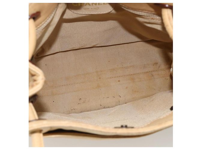 CHANEL Borsa Tote Matelassé in Pelle di Pecora Beige CC Auth bs34128 - vista 11
