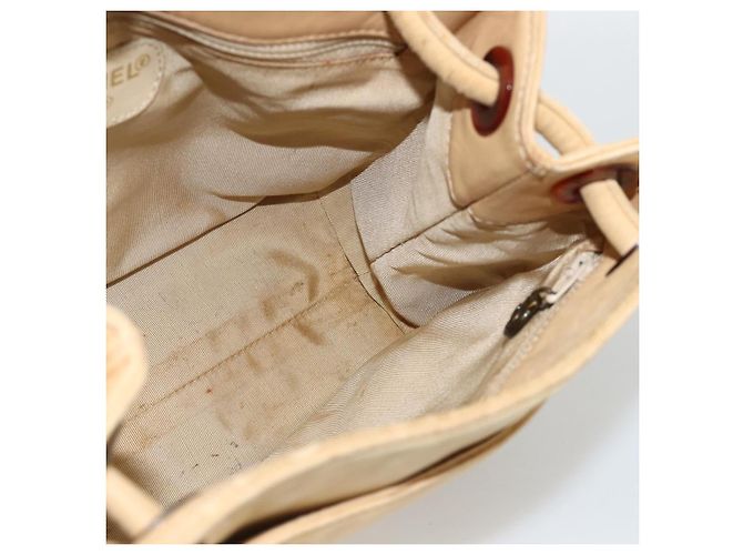 CHANEL Borsa Tote Matelassé in Pelle di Pecora Beige CC Auth bs34128 - vista 17