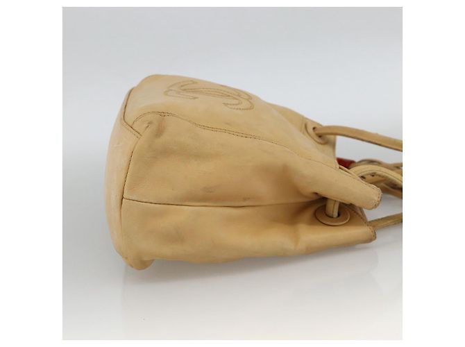 CHANEL Borsa Tote Matelassé in Pelle di Pecora Beige CC Auth bs34128 - vista 4
