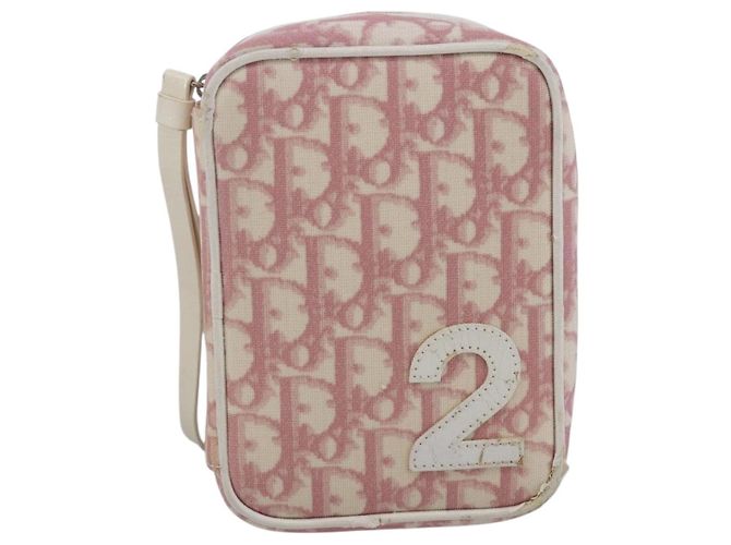 Christian Dior Trotter Canvas Pouch PVC Pink Silver Auth th6638 Silvery - view 13