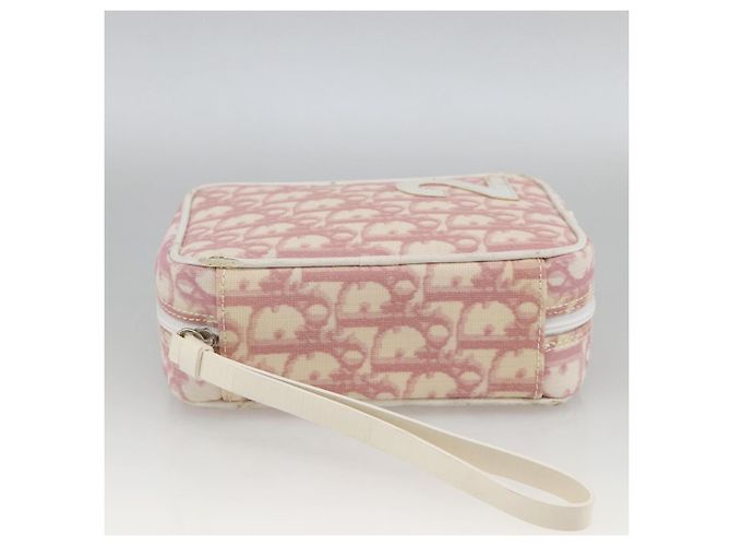 Christian Dior Trotter Canvas Pouch PVC Pink Silver Auth th6638 Silvery - view 4