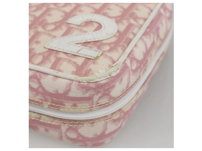 Christian Dior Trotter Canvas Pouch PVC Pink Silver Auth th6638 Silvery - view 7
