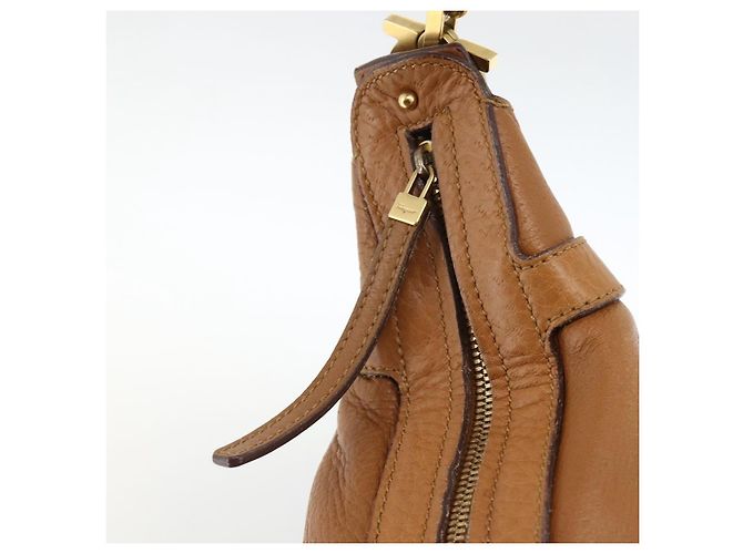 Borsa a Spalla Gancini in Pelle Marrone Oro Salvatore Ferragamo Auth gh1932 D'oro - vista 10