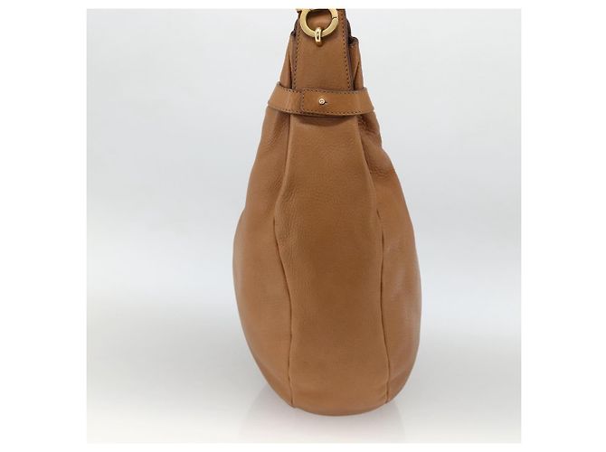 Borsa a Spalla Gancini in Pelle Marrone Oro Salvatore Ferragamo Auth gh1932 D'oro - vista 3