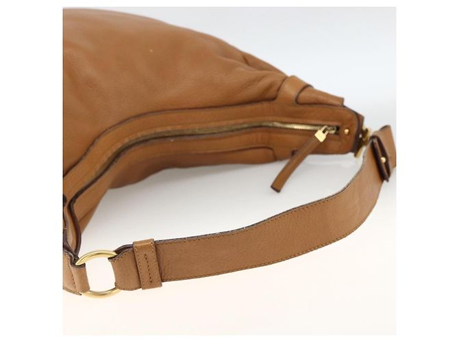 Borsa a Spalla Gancini in Pelle Marrone Oro Salvatore Ferragamo Auth gh1932 D'oro - vista 7