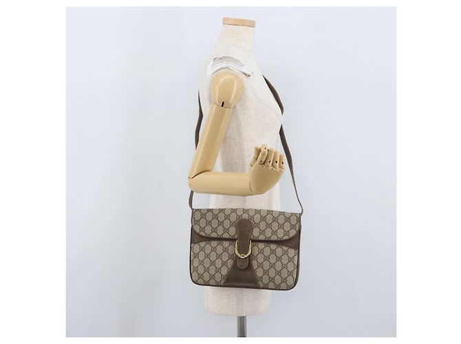 Gucci Borsa a Spalla GG Supreme PVC Beige Oro Auth AMZ406 D'oro - vista 24