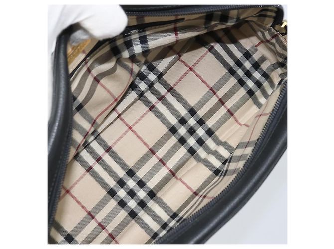 Borsa a mano in pelle nera e oro BURBERRY Auth ep13929 Nero D'oro - vista 11