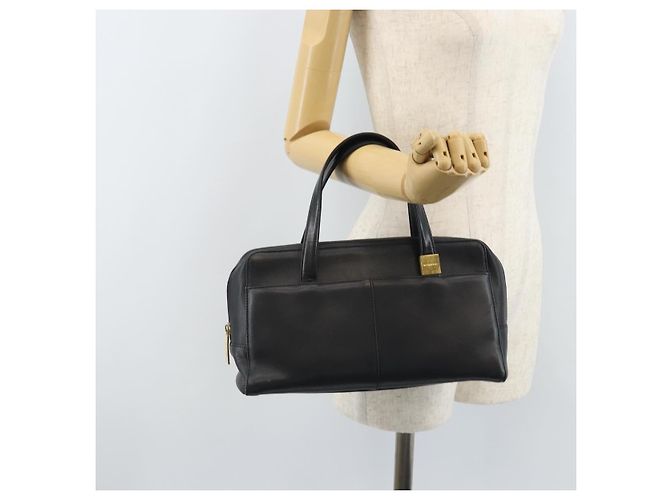 Borsa a mano in pelle nera e oro BURBERRY Auth ep13929 Nero D'oro - vista 24