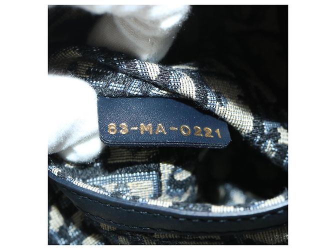 Borsa Christian Dior Trotter in tela con tracolla in rattan blu Auth 51270SAV - vista 10