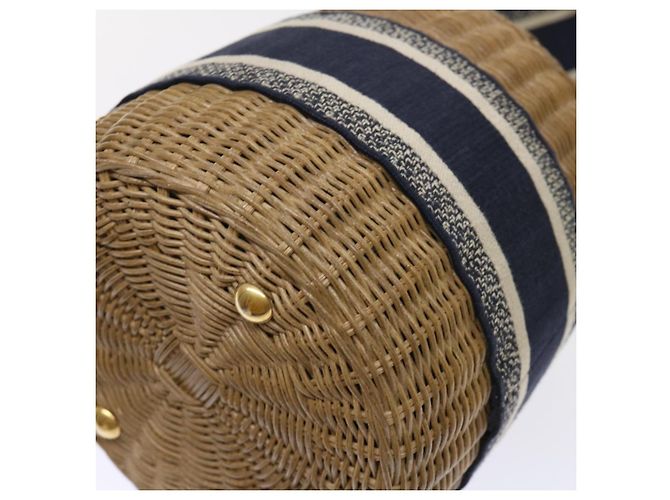 Borsa Christian Dior Trotter in tela con tracolla in rattan blu Auth 51270SAV - vista 17