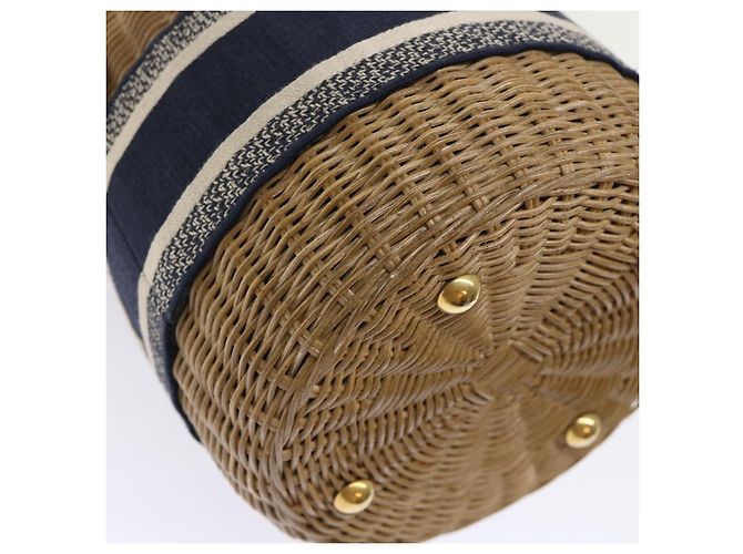 Borsa Christian Dior Trotter in tela con tracolla in rattan blu Auth 51270SAV - vista 18
