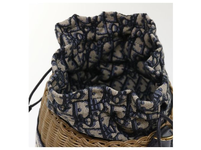 Borsa Christian Dior Trotter in tela con tracolla in rattan blu Auth 51270SAV - vista 19