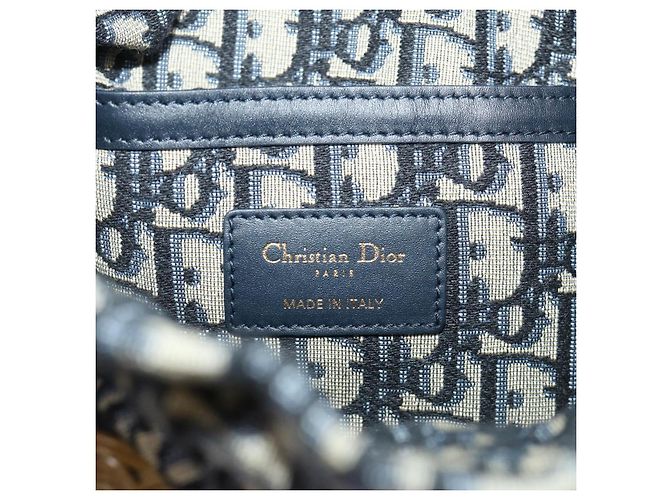 Borsa Christian Dior Trotter in tela con tracolla in rattan blu Auth 51270SAV - vista 20
