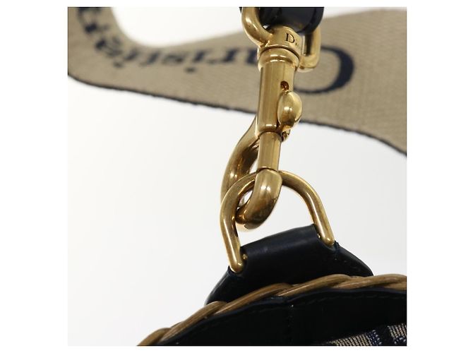 Borsa Christian Dior Trotter in tela con tracolla in rattan blu Auth 51270SAV - vista 8