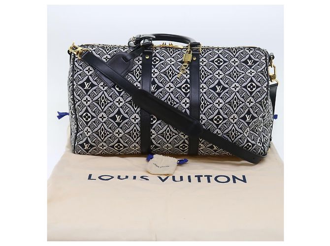 LOUIS VUITTON DAL 1854 Keepall Bandoulière 45 Jacquard M57304 LV Auth 56155SM Nero - vista 12