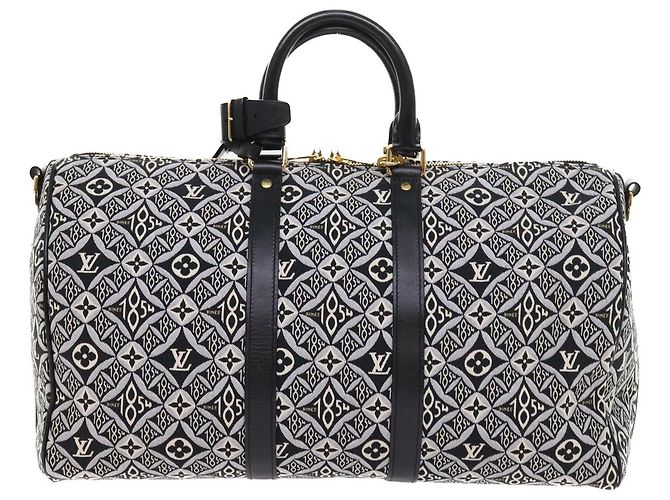 LOUIS VUITTON DAL 1854 Keepall Bandoulière 45 Jacquard M57304 LV Auth 56155SM Nero - vista 13