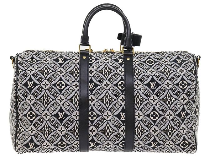 LOUIS VUITTON DAL 1854 Keepall Bandoulière 45 Jacquard M57304 LV Auth 56155SM Nero - vista 2