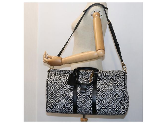 LOUIS VUITTON DAL 1854 Keepall Bandoulière 45 Jacquard M57304 LV Auth 56155SM Nero - vista 26