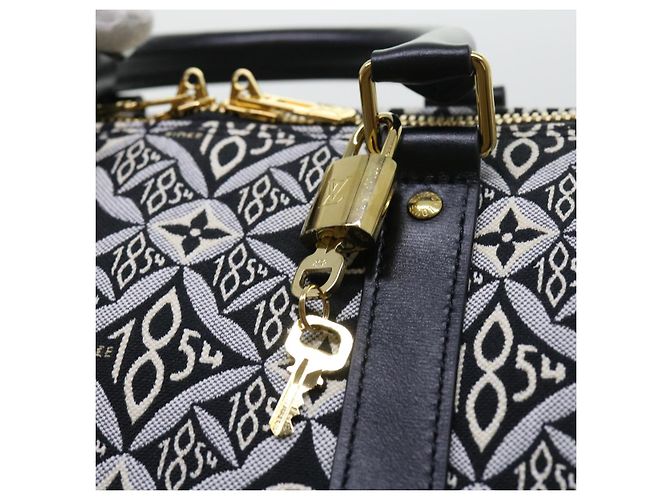LOUIS VUITTON DAL 1854 Keepall Bandoulière 45 Jacquard M57304 LV Auth 56155SM Nero - vista 8