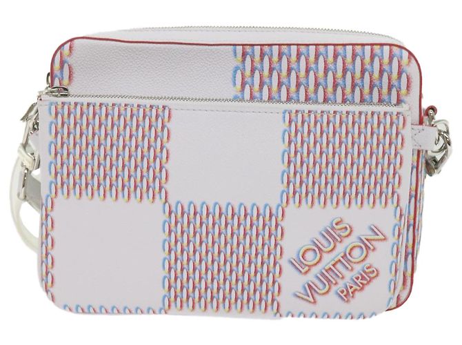LOUIS VUITTON Bolsa Mensageiro Damier Giant Spray Trio Branca M20665 Auth ar11066SM Branco - vista 13
