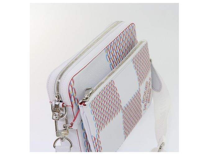 LOUIS VUITTON Bolsa Mensageiro Damier Giant Spray Trio Branca M20665 Auth ar11066SM Branco - vista 6