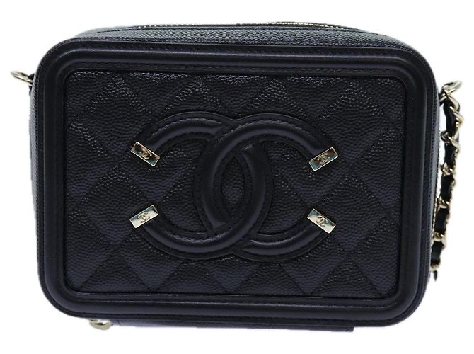CHANEL Borsa a Spalla Figly Mini in Pelle di Vitello Nera A84452 CC Auth ar11762SAV Nero - vista 13
