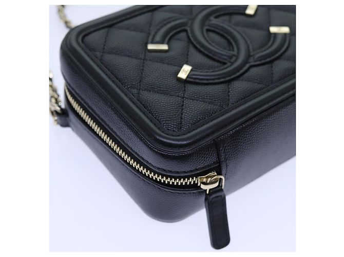 CHANEL Borsa a Spalla Figly Mini in Pelle di Vitello Nera A84452 CC Auth ar11762SAV Nero - vista 16