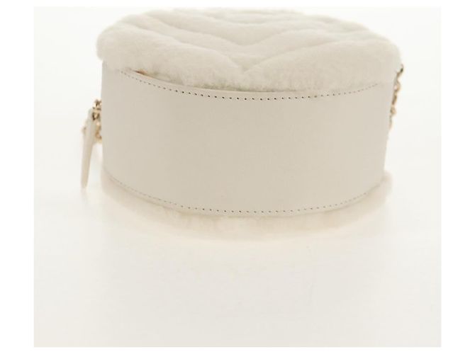 Borsa a Spalla CHANEL V Stitch in Mouton Bianco Oro CC Auth 148461AM D'oro - vista 10
