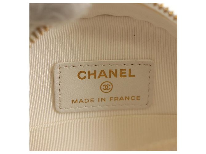Borsa a Spalla CHANEL V Stitch in Mouton Bianco Oro CC Auth 148461AM D'oro - vista 17
