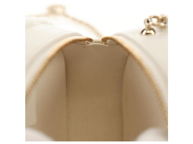 Borsa a Spalla CHANEL V Stitch in Mouton Bianco Oro CC Auth 148461AM D'oro - vista 20