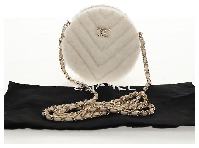 Borsa a Spalla CHANEL V Stitch in Mouton Bianco Oro CC Auth 148461AM D'oro - vista 25
