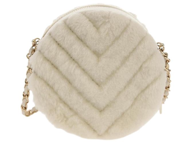 Borsa a Spalla CHANEL V Stitch in Mouton Bianco Oro CC Auth 148461AM D'oro - vista 3