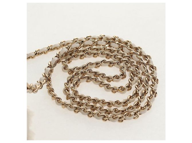 Borsa a Spalla CHANEL V Stitch in Mouton Bianco Oro CC Auth 148461AM D'oro - vista 9