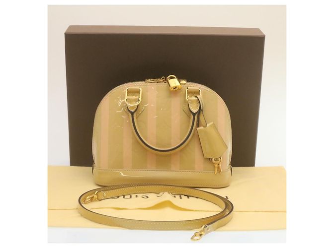 LOUIS VUITTON Vernis Rayures Alma BB Borsa a Mano 2in1 Beige Rosa M90970 Auth ai678M - vista 12