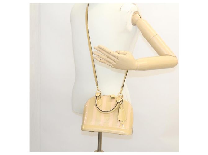 LOUIS VUITTON Vernis Rayures Alma BB Borsa a Mano 2in1 Beige Rosa M90970 Auth ai678M - vista 27