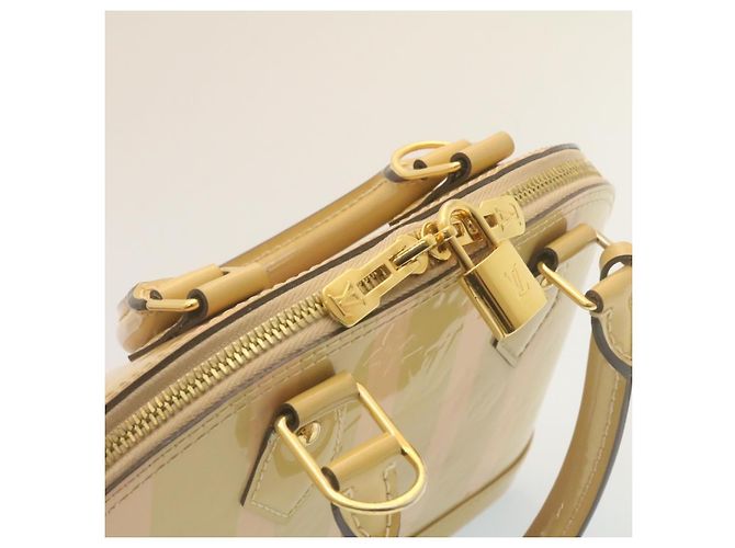 LOUIS VUITTON Vernis Rayures Alma BB Borsa a Mano 2in1 Beige Rosa M90970 Auth ai678M - vista 6