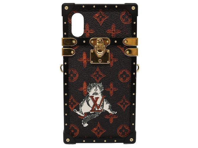 Custodia per iPhone Trunk Cat Eye Monogram Trasformata LOUIS VUITTON M63891 Auth 29562M Nero - vista 13