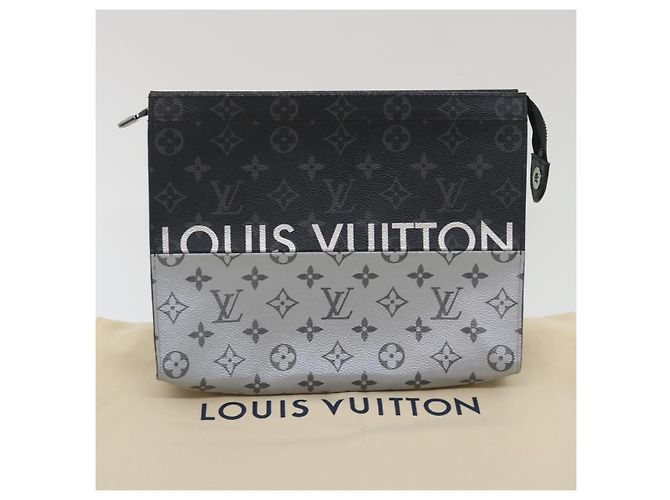 LOUIS VUITTON Pochette Voyage MM Monogram Split Borsa Clutch M63039 LV Auth ak168V Nero Argento - vista 12