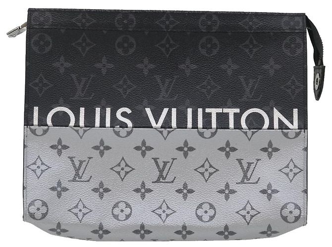 LOUIS VUITTON Pochette Voyage MM Monogram Split Borsa Clutch M63039 LV Auth ak168V Nero Argento - vista 13