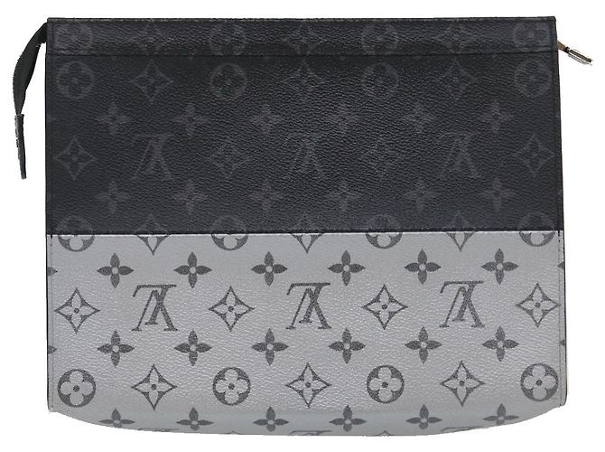 LOUIS VUITTON Pochette Voyage MM Monogram Split Borsa Clutch M63039 LV Auth ak168V Nero Argento - vista 2