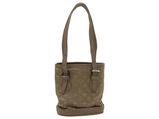 LOUIS VUITTON Borsa a mano Little bucket in satin Monogram Beige M92145 LV Auth am3521V - vista 13