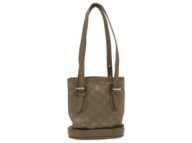 LOUIS VUITTON Borsa a mano Little bucket in satin Monogram Beige M92145 LV Auth am3521V - vista 2