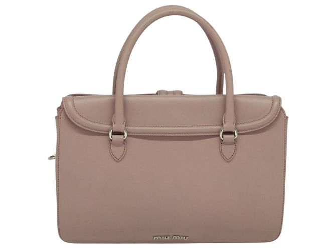 Bolso de mano Miu Miu de cuero 2 en 1 rosa plata Auth sw284V - vista 2