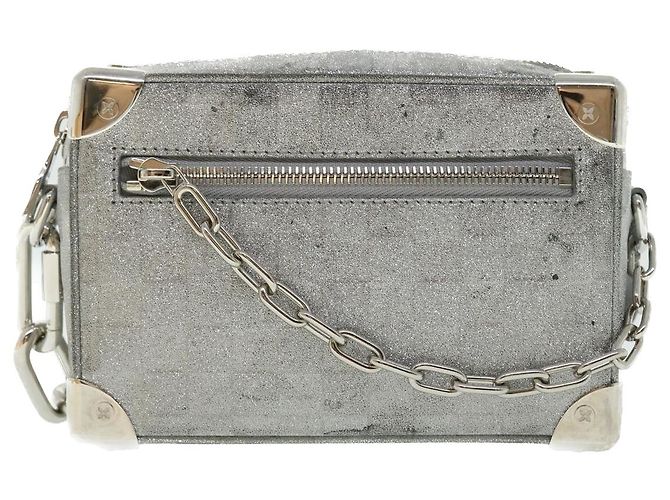 LOUIS VUITTON Mini Sac Trunk Doux Glitter Damier Argent M59726 LV Auth 51371V Argenté - vue 13