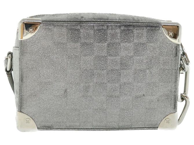 LOUIS VUITTON Mini Sac Trunk Doux Glitter Damier Argent M59726 LV Auth 51371V Argenté - vue 2