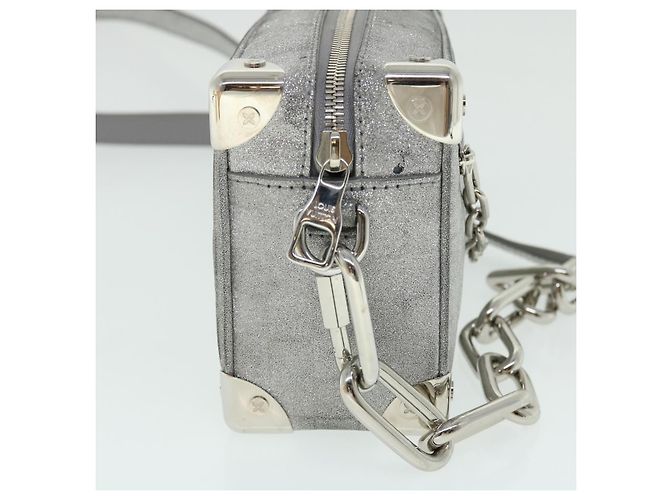 LOUIS VUITTON Mini Sac Trunk Doux Glitter Damier Argent M59726 LV Auth 51371V Argenté - vue 4